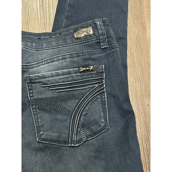 Seven7 Jeans Women 14 Tummy Less‎ High Rise Skinny Leg Stretch Dark Denim Casual - Picture 9 of 10